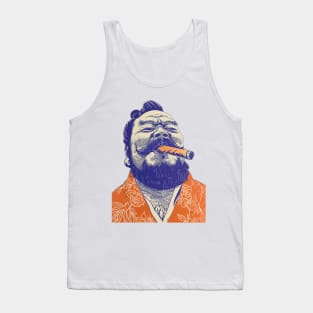 Puff Sumo: Smoking a Fat Robusto Cigar on a light (Knocked Out) background Tank Top